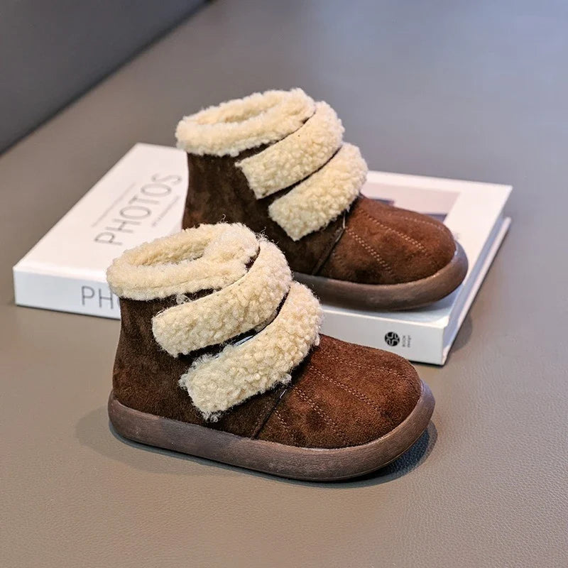 Children's Winter Boots for Girls New Warm Kids Fashion Plush Boots Ankle Versatile Outdoor Causal Toddlers Cotton Boots Soft