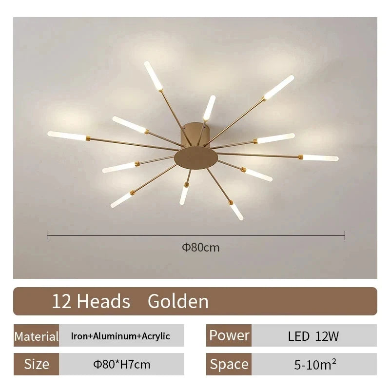 Living Room Light LED Ceiling Lamp Modern Indoor Lighting Acrylic Nordic Creative Fan-shaped Bedroom Fixture Home Decor Kid Room