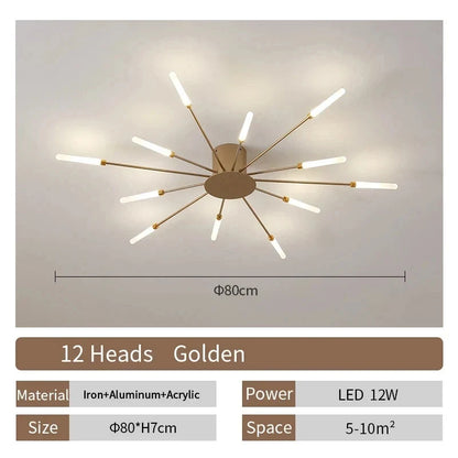 Living Room Light LED Ceiling Lamp Modern Indoor Lighting Acrylic Nordic Creative Fan-shaped Bedroom Fixture Home Decor Kid Room