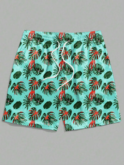Men's Hawaiian Swim Trunks 3D Hawaiian Plant Pattern Beach Shorts Quick Dry Outdoor Leisure Sports Shorts Fashion Men's Shorts