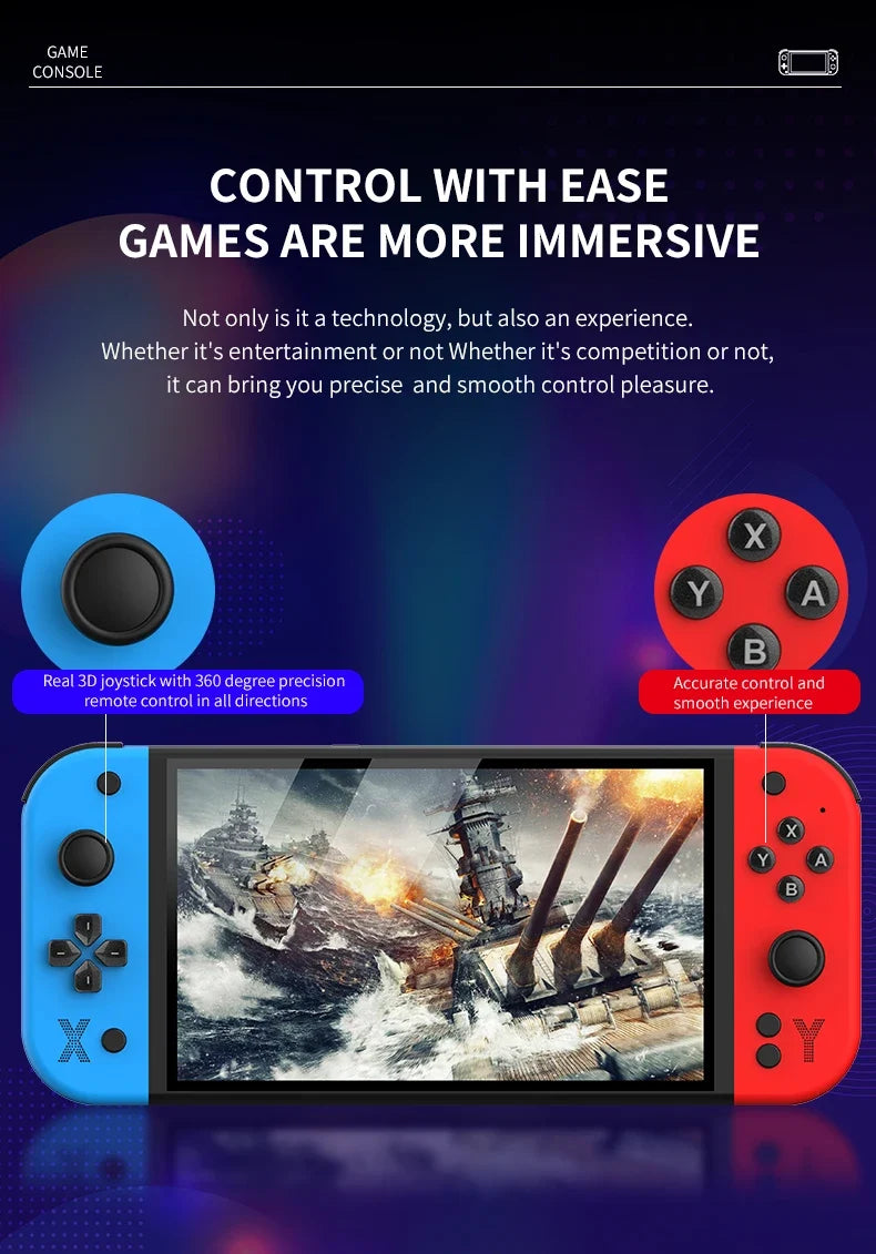 G90 Handheld Game Console – 7-inch 64GB Retro Arcade Gaming Device