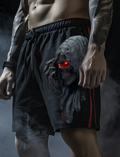 Men's Skull Long Swim Trunks Surf Trunks Shorts Fashion Street Trend Casual Daily Vacation with Elastic Waist Designer Clothing