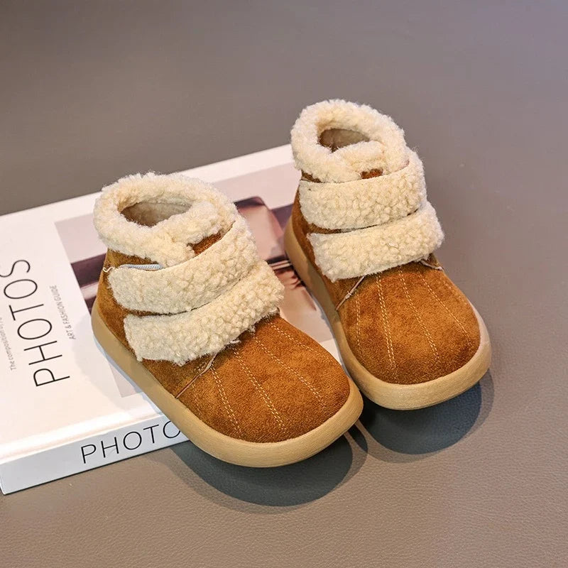 Children's Winter Boots for Girls New Warm Kids Fashion Plush Boots Ankle Versatile Outdoor Causal Toddlers Cotton Boots Soft