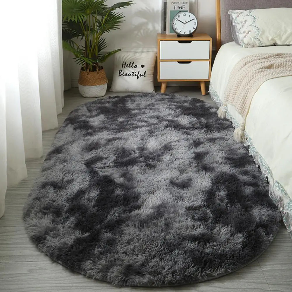VIKAMA Soft Bedside Carpet Oval Carpet Girl Rug For Bedroom  Carpet For Live Room Winter Warm Floor Mat Doormat Home Decoration