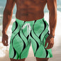 Men's Hawaiian swimming trunks 3D simple line printing shorts quick-drying outdoor leisure sports shorts fashionable men's short