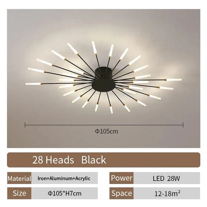 Living Room Light LED Ceiling Lamp Modern Indoor Lighting Acrylic Nordic Creative Fan-shaped Bedroom Fixture Home Decor Kid Room