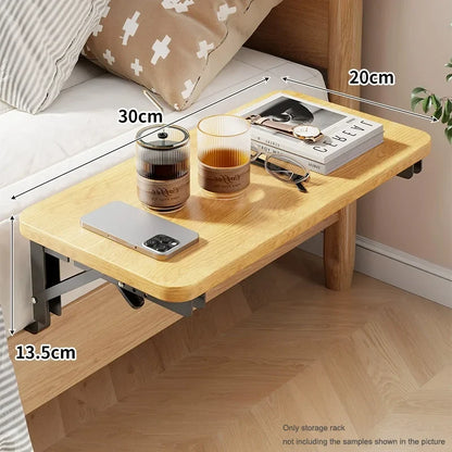 Foldable Bed Side Table Tray Organizer,Clip On Nightstand Bed Side Table Storage for Adult Kids,Bedside Shelf Desk Organizer