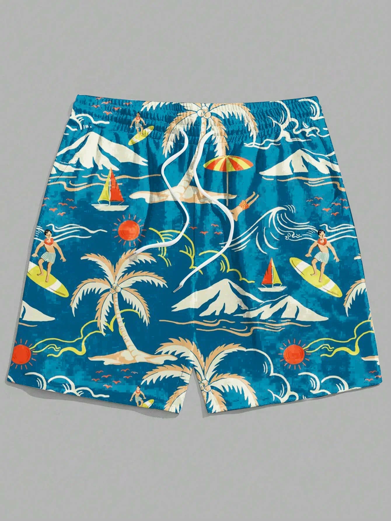 Men's Hawaiian Swim Trunks 3D Hawaiian Plant Pattern Beach Shorts Quick Dry Outdoor Leisure Sports Shorts Fashion Men's Shorts