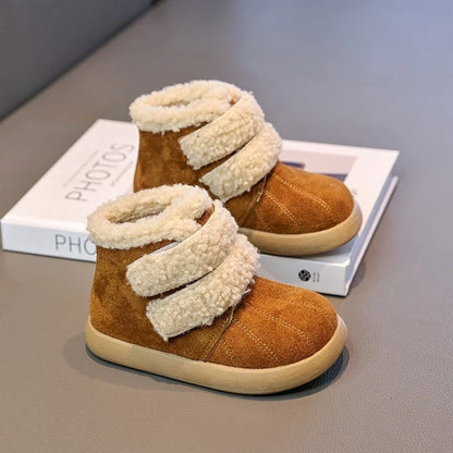Children's Winter Boots for Girls New Warm Kids Fashion Plush Boots Ankle Versatile Outdoor Causal Toddlers Cotton Boots Soft