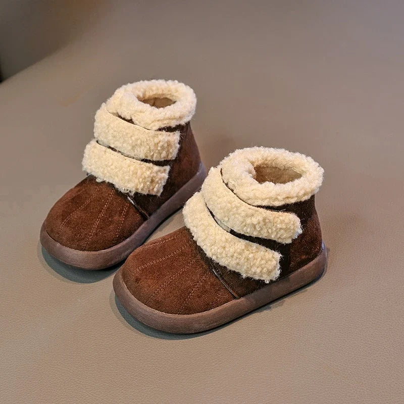 Children's Winter Boots for Girls New Warm Kids Fashion Plush Boots Ankle Versatile Outdoor Causal Toddlers Cotton Boots Soft