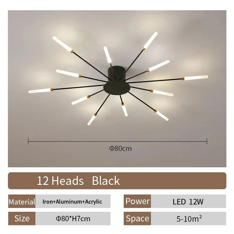 Living Room Light LED Ceiling Lamp Modern Indoor Lighting Acrylic Nordic Creative Fan-shaped Bedroom Fixture Home Decor Kid Room