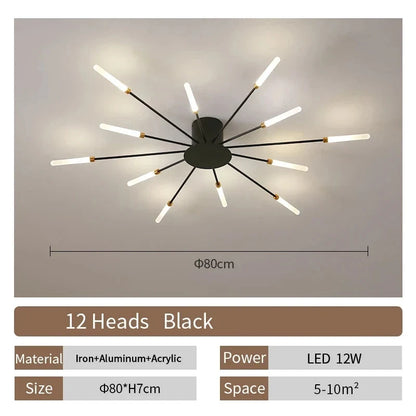 Living Room Light LED Ceiling Lamp Modern Indoor Lighting Acrylic Nordic Creative Fan-shaped Bedroom Fixture Home Decor Kid Room