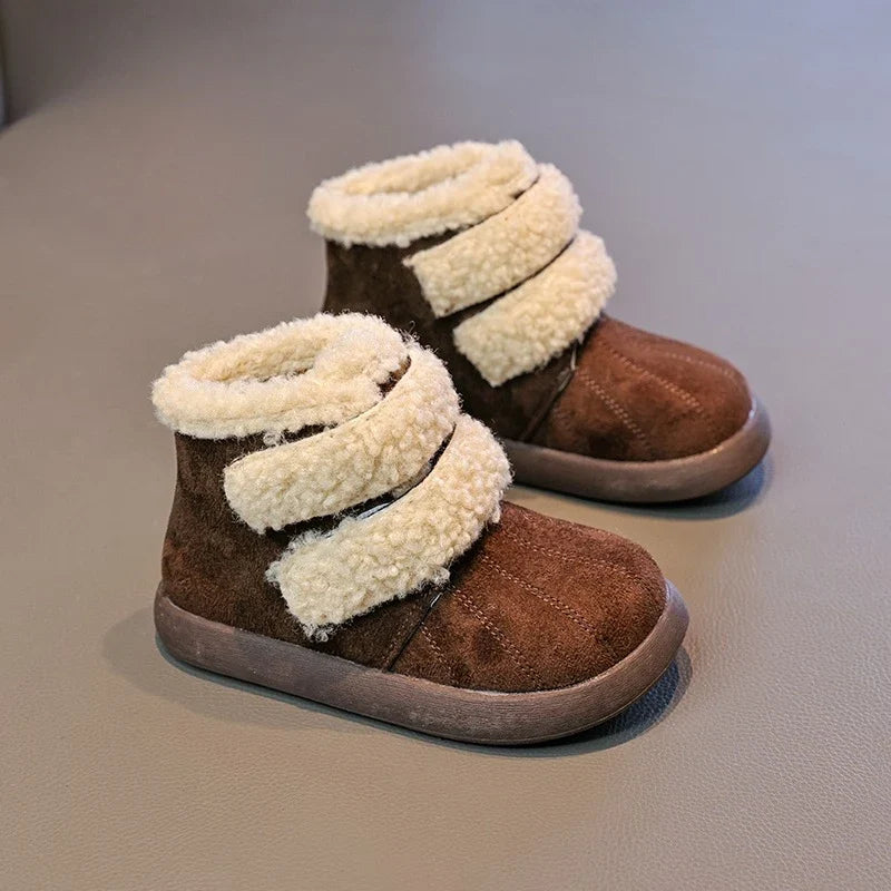 Children's Winter Boots for Girls New Warm Kids Fashion Plush Boots Ankle Versatile Outdoor Causal Toddlers Cotton Boots Soft