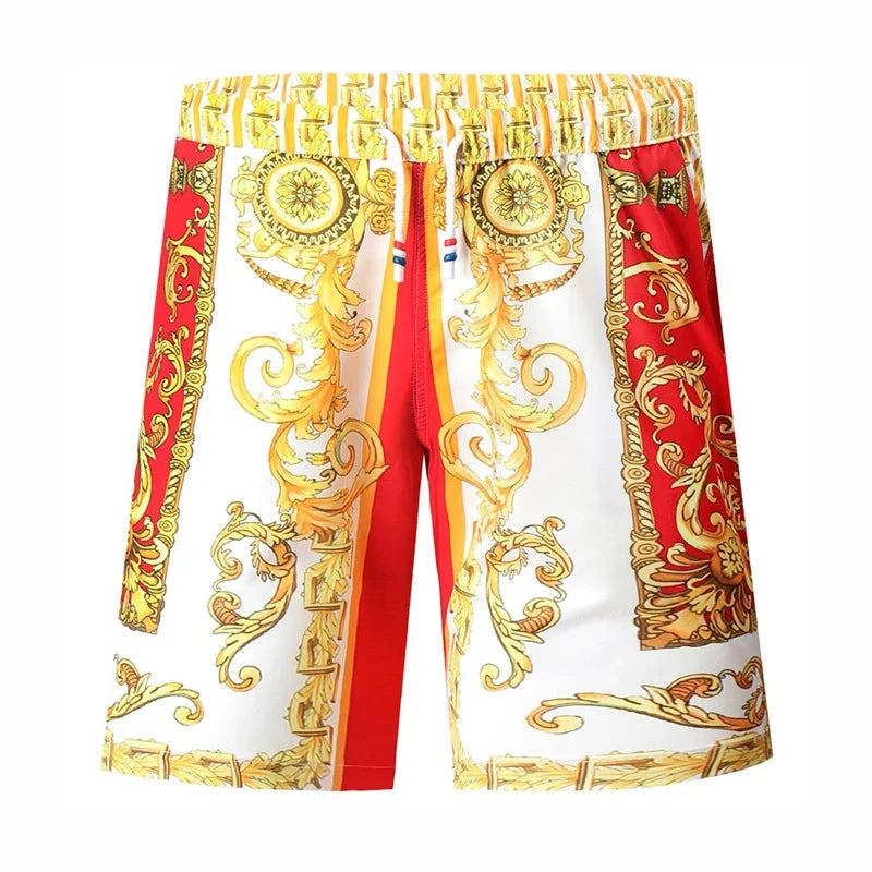 Gold Luxury Swimwear Shorts Breathable Surf Board Shorts Men's Vacation Beach Shorts Quick Dry Swimsuit Summer Sports Trunks Boy