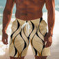 Men's Hawaiian swimming trunks 3D simple line printing shorts quick-drying outdoor leisure sports shorts fashionable men's short