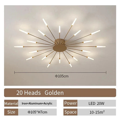 Living Room Light LED Ceiling Lamp Modern Indoor Lighting Acrylic Nordic Creative Fan-shaped Bedroom Fixture Home Decor Kid Room