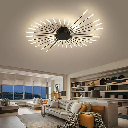 Living Room Light LED Ceiling Lamp Modern Indoor Lighting Acrylic Nordic Creative Fan-shaped Bedroom Fixture Home Decor Kid Room