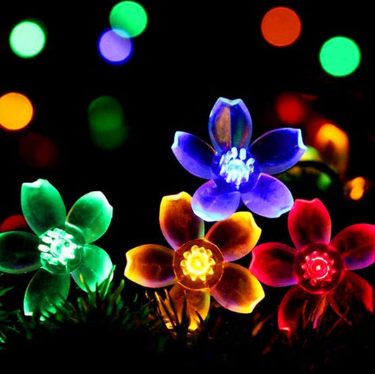 Cherry Blossom Solar String Lights Waterproof Outdoor Garden Patio Lighting 50 LED 22FT