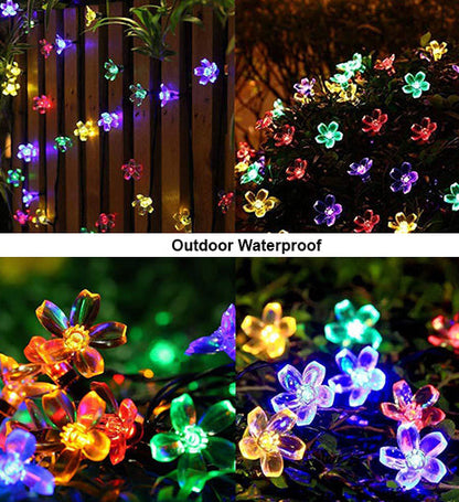 Cherry Blossom Solar String Lights Waterproof Outdoor Garden Patio Lighting 50 LED 22FT