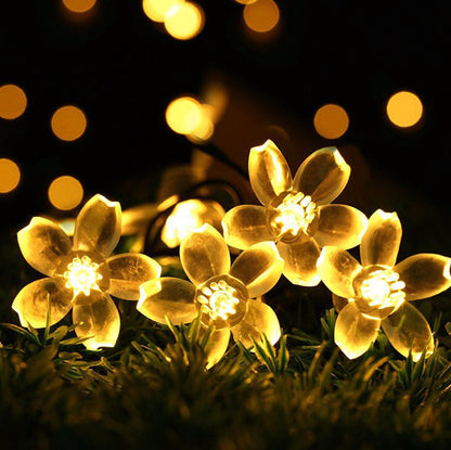 Cherry Blossom Solar String Lights Waterproof Outdoor Garden Patio Lighting 50 LED 22FT