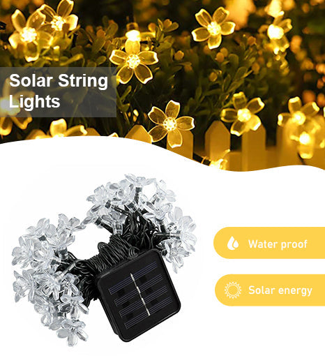 Cherry Blossom Solar String Lights Waterproof Outdoor Garden Patio Lighting 50 LED 22FT