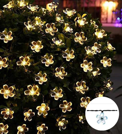 Cherry Blossom Solar String Lights Waterproof Outdoor Garden Patio Lighting 50 LED 22FT