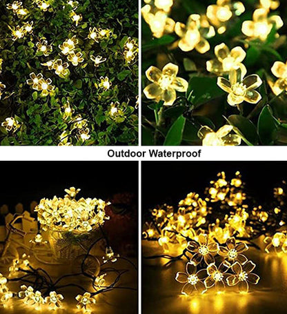Cherry Blossom Solar String Lights Waterproof Outdoor Garden Patio Lighting 50 LED 22FT
