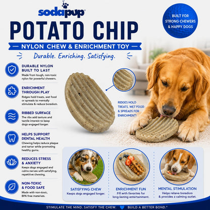 Potato Chip Nylon Chew & Enrichment Toy | 2-in-1 for Aggressive Chewers | SodaPup