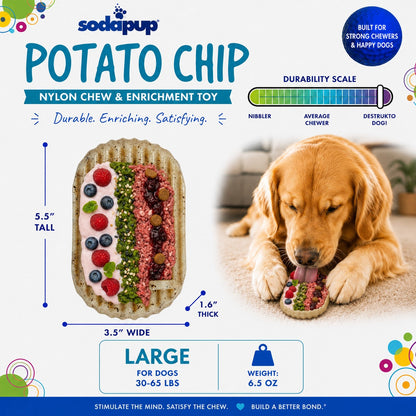Potato Chip Nylon Chew & Enrichment Toy | 2-in-1 for Aggressive Chewers | SodaPup