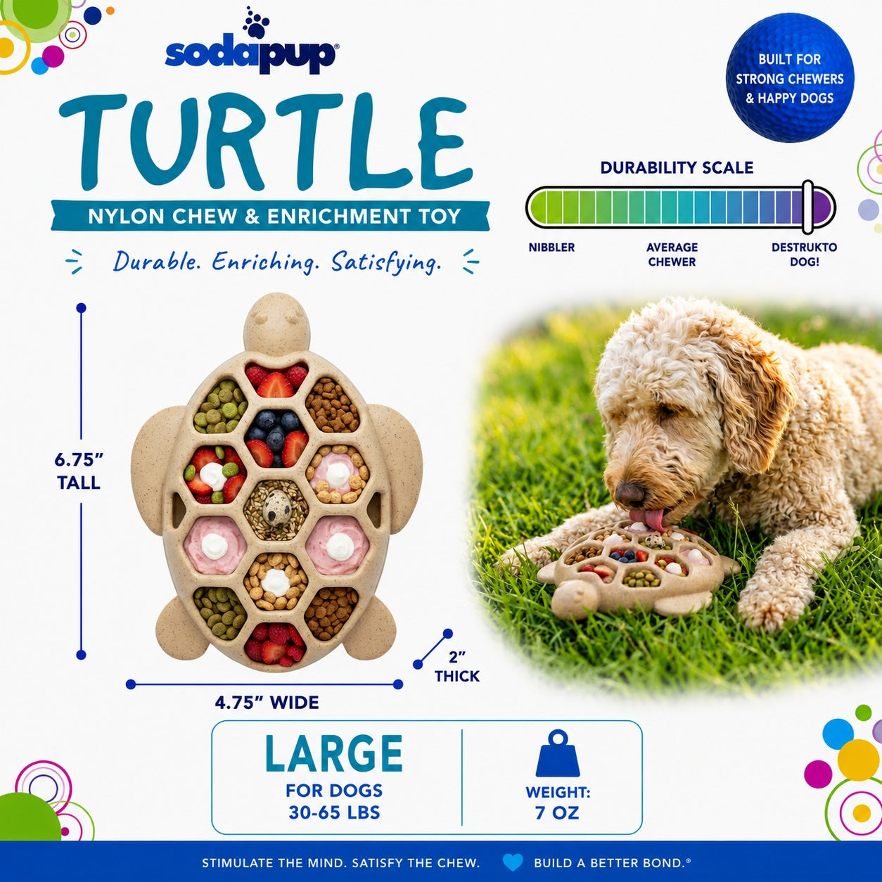 Turtle Nylon Chew Toy - Ultra-Durable Enrichment Toy for Power Chewers USA