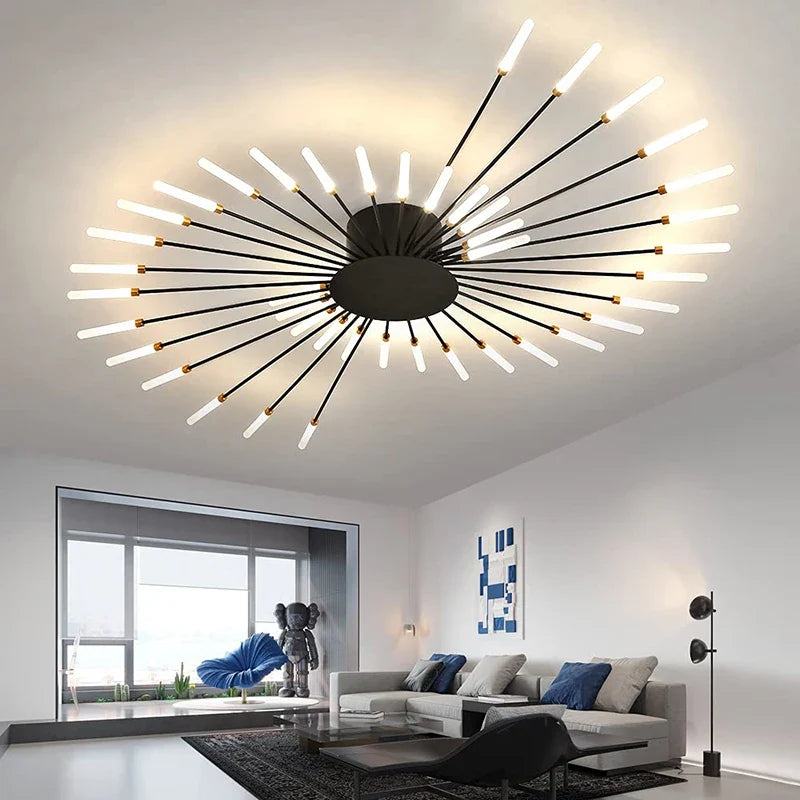 Living Room Light LED Ceiling Lamp Modern Indoor Lighting Acrylic Nordic Creative Fan-shaped Bedroom Fixture Home Decor Kid Room