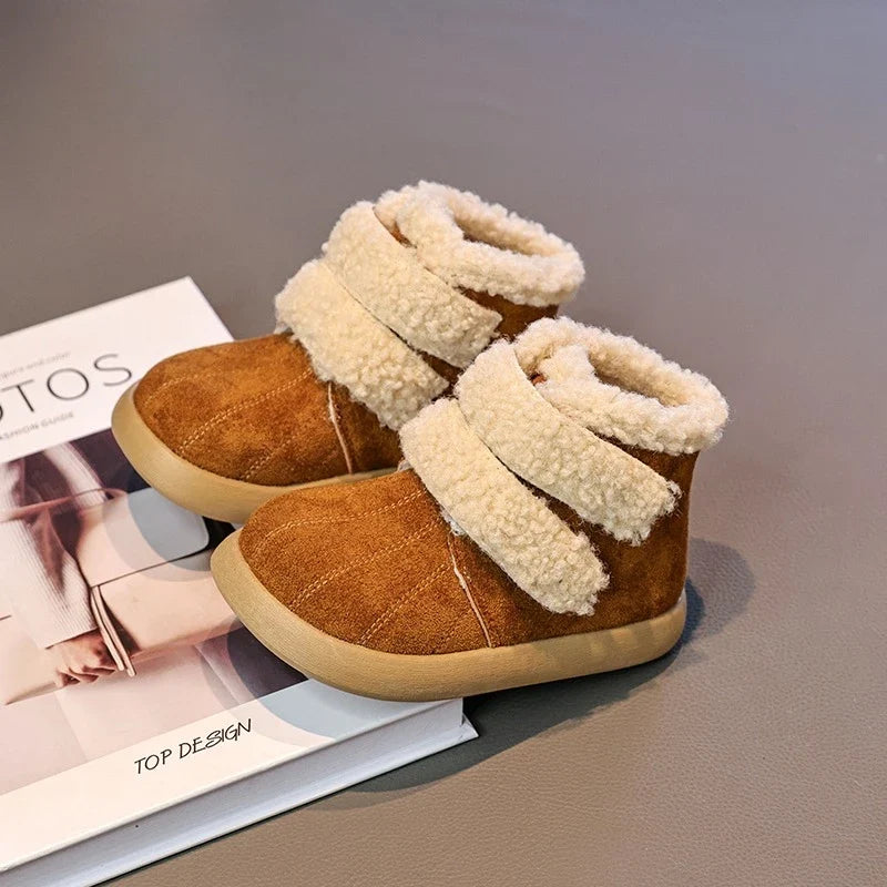 Children's Winter Boots for Girls New Warm Kids Fashion Plush Boots Ankle Versatile Outdoor Causal Toddlers Cotton Boots Soft
