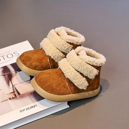 Children's Winter Boots for Girls New Warm Kids Fashion Plush Boots Ankle Versatile Outdoor Causal Toddlers Cotton Boots Soft