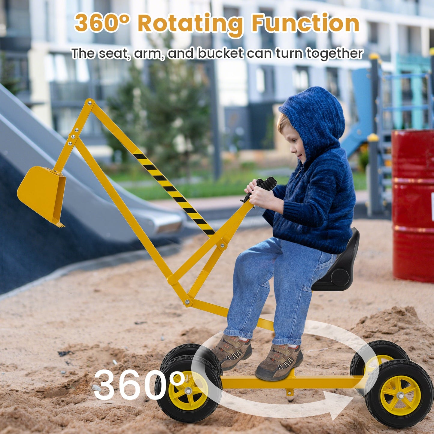 Sand Digger for Kids with 2-Handed Controls and Flexible Shovel
