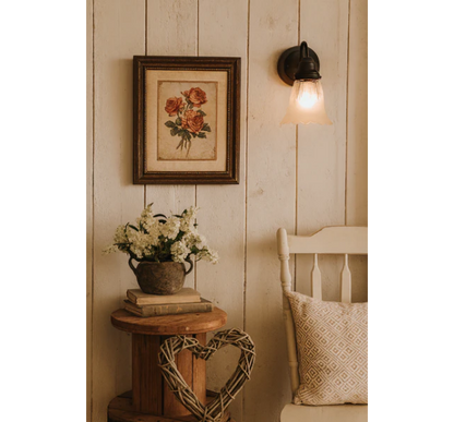 Scalloped Frost and Clear Delicate Hobnail Glass Wall Sconce