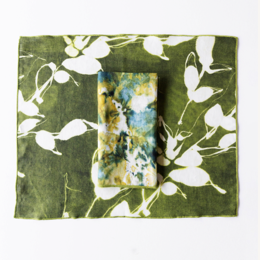 Porto Print Olive & Green Marble Mix + Match Linen Set | Goldie Home