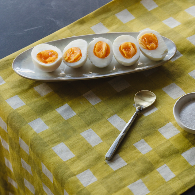 Yellow Cross-Hatch Linen Table Runner | 16x90 | Goldie Home
