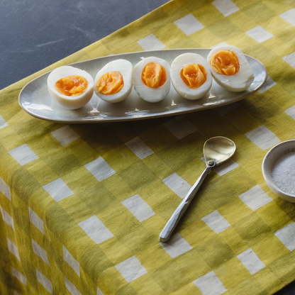 Yellow Cross-Hatch Linen Table Runner | 16x90 | Goldie Home
