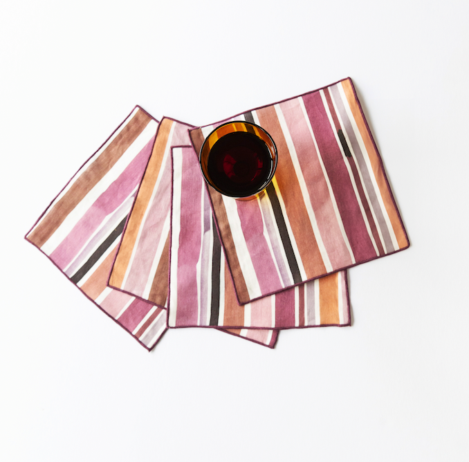 Lisbon Stripe Linen Cocktail Napkins | Set of 4 | Goldie Home