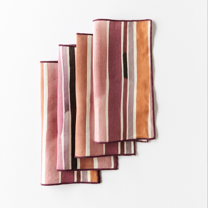 Lisbon Stripe Linen Cocktail Napkins | Set of 4 | Goldie Home