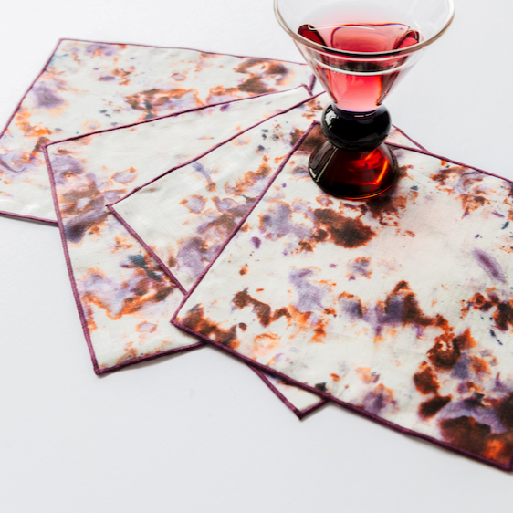 Rose Marble Linen Cocktail Napkins | Set of 4 | Goldie Home