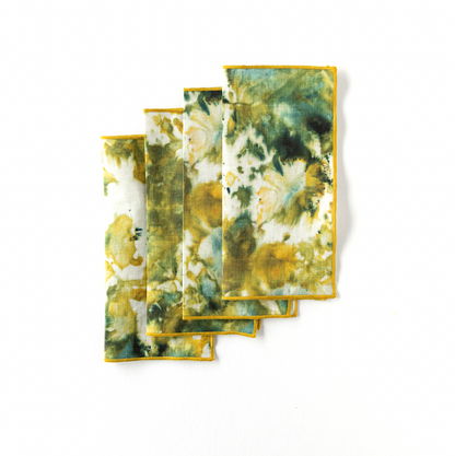 Green Marble Linen Cocktail Napkins | Set of 4 | Goldie Home