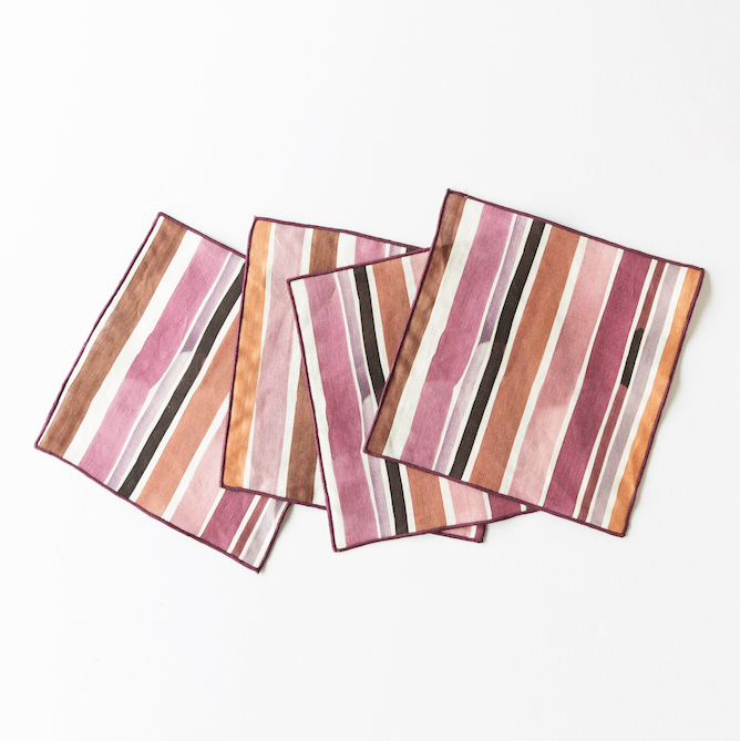 Lisbon Stripe Linen Cocktail Napkins | Set of 4 | Goldie Home