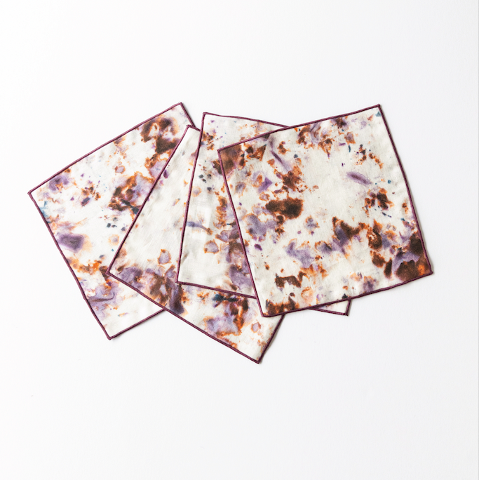 Rose Marble Linen Cocktail Napkins | Set of 4 | Goldie Home
