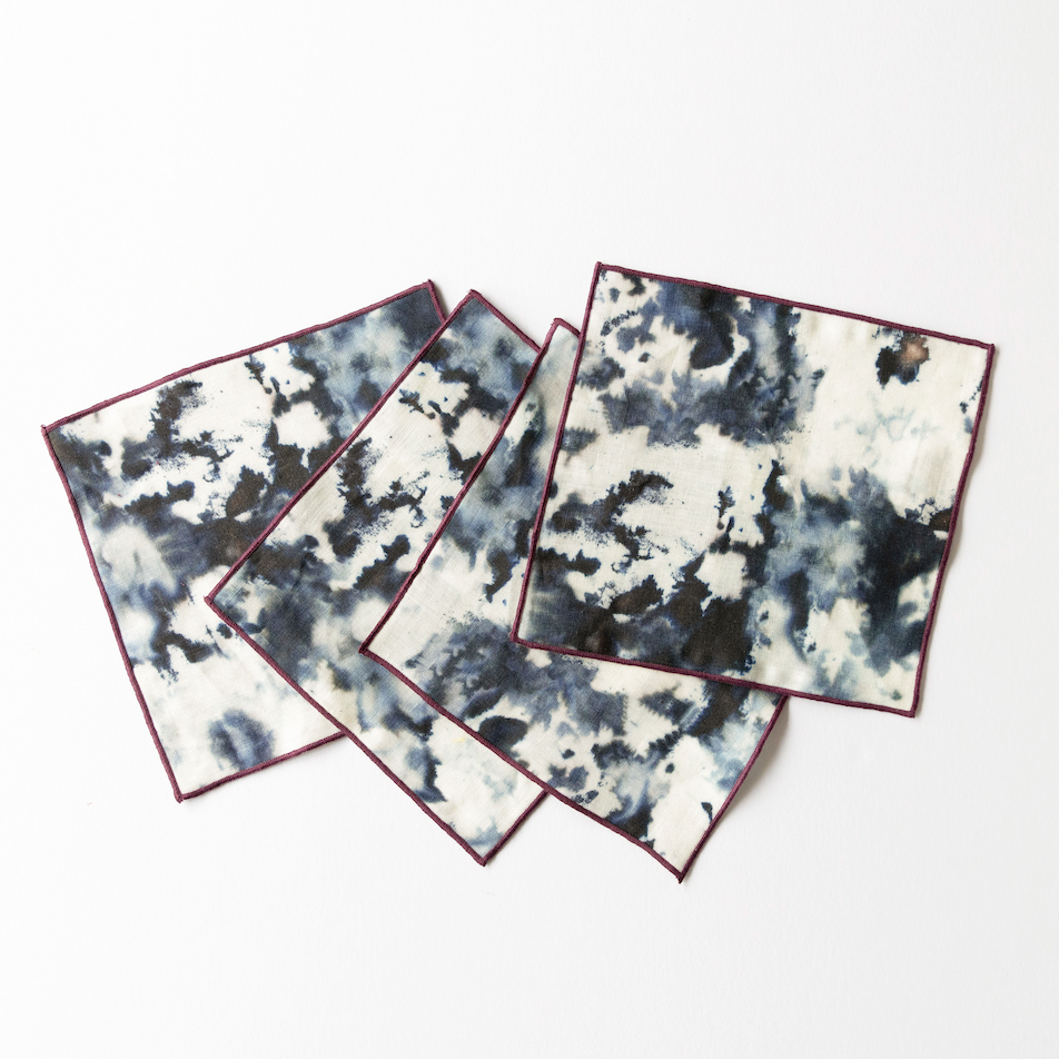 Grey Marble Linen Cocktail Napkins | Set of 4 | Goldie Home