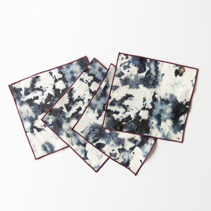 Grey Marble Linen Cocktail Napkins | Set of 4 | Goldie Home
