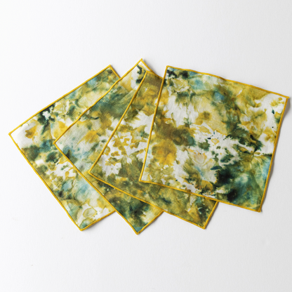 Green Marble Linen Cocktail Napkins | Set of 4 | Goldie Home
