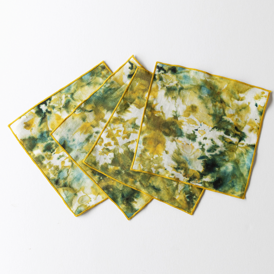 Green Marble Linen Cocktail Napkins | Set of 4 | Goldie Home