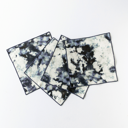 Grey Marble Linen Cocktail Napkins | Set of 4 | Goldie Home