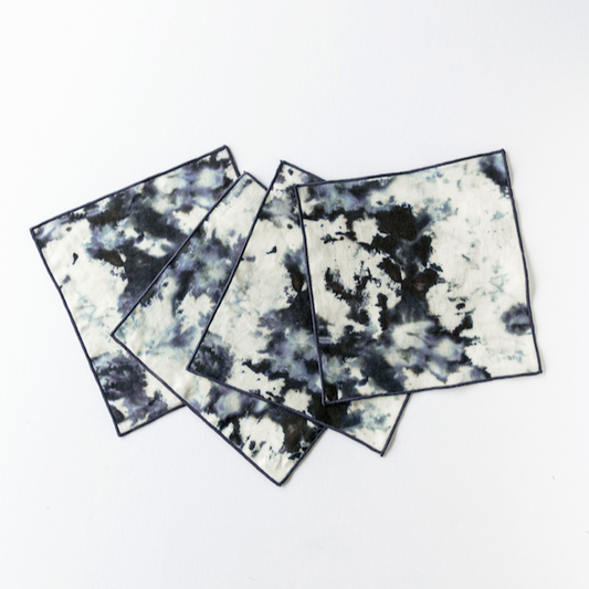 Grey Marble Linen Cocktail Napkins | Set of 4 | Goldie Home